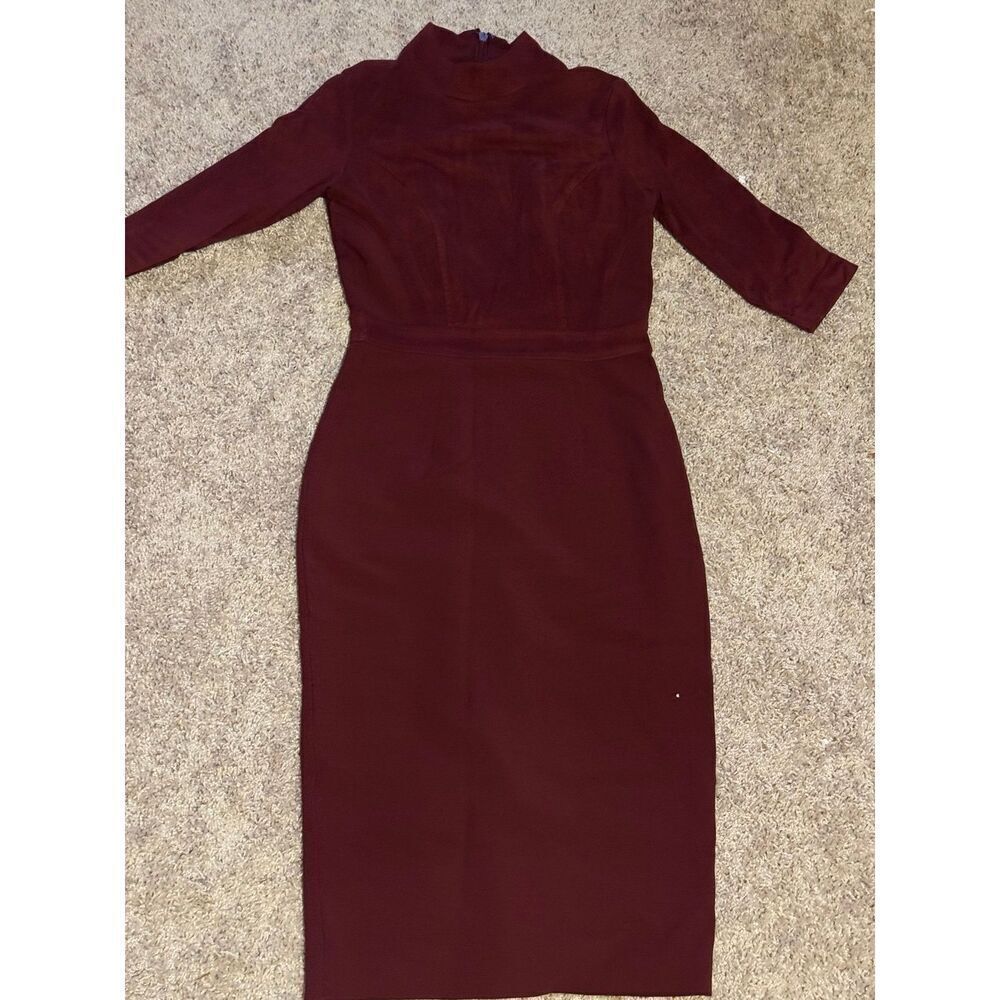 Eva Mendes Maroon Midi Dress Size 0